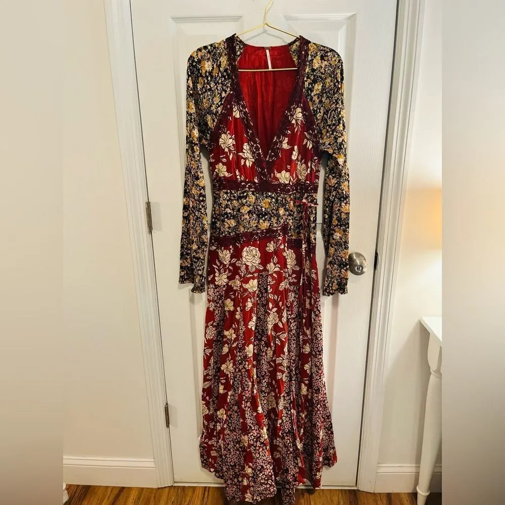 Free People Multicolor Floral Long Sleeve Dress NWOT